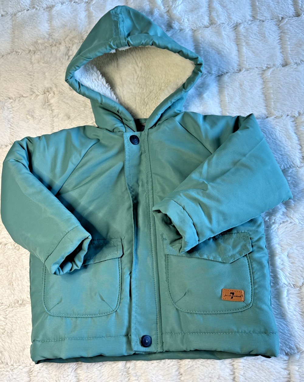 7 For All Mankind Puffer Jacket Kids Size 18 months Green Hooded